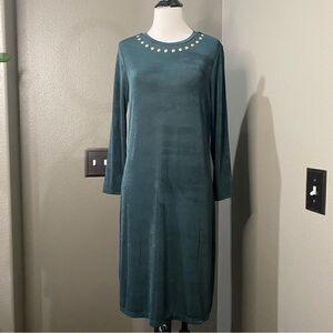 Michael Kors Hunter Green Slinky Fabric Long Sleeve Mini Dress